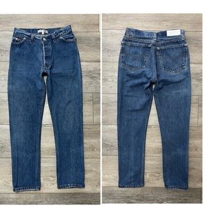 $360 RE/DONE x Levi’s 501 9" Mid Rise Dark Wash Blue Skinny Straight Jeans Sz 23